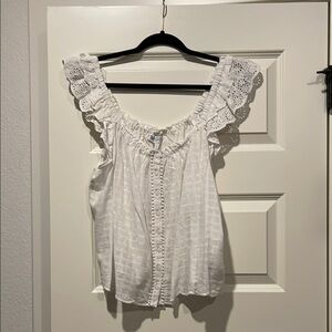 White Ruffled Women's Top